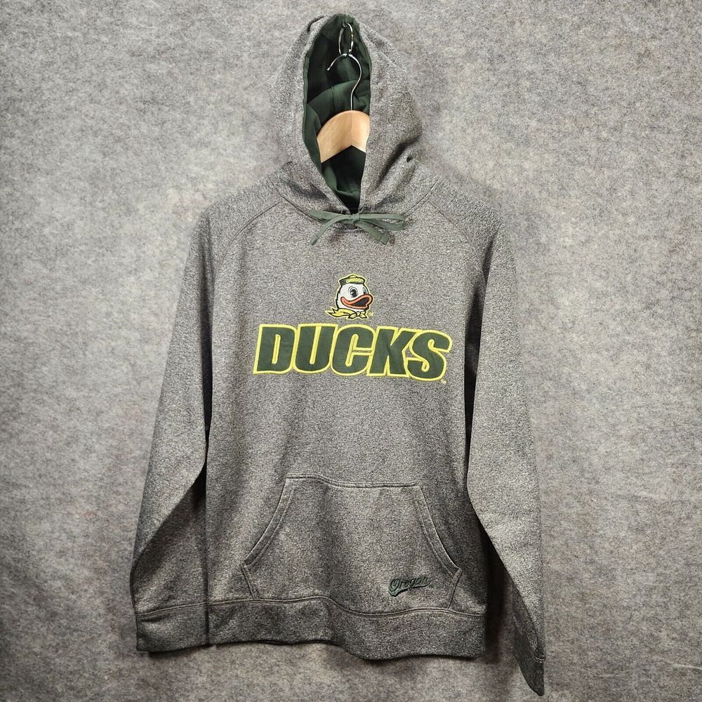 Oregon Ducks Champion Elite‎ Unisex Hoodie Small Gray Graphic Sport Activewear